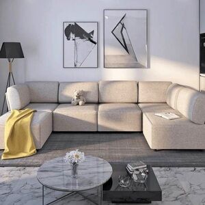 Elegant Cream Sectional Sofa